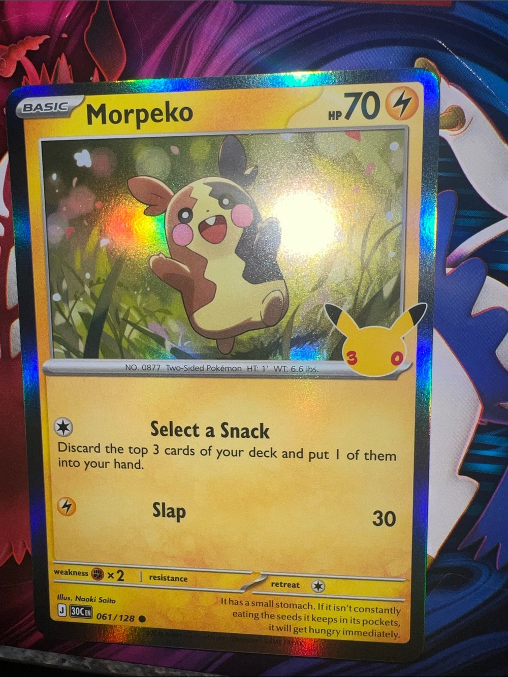 Pokemon Morpeko Holo Yellow, Brown & Pink Trading Card
